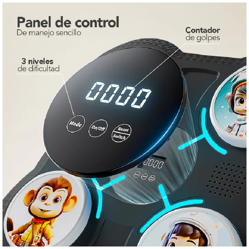 Máquina de boxeo musical para niños, panel con luces