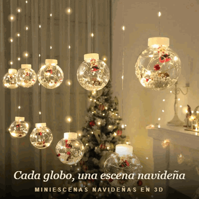 Detalle de un globo de cristal con miniescena navideña